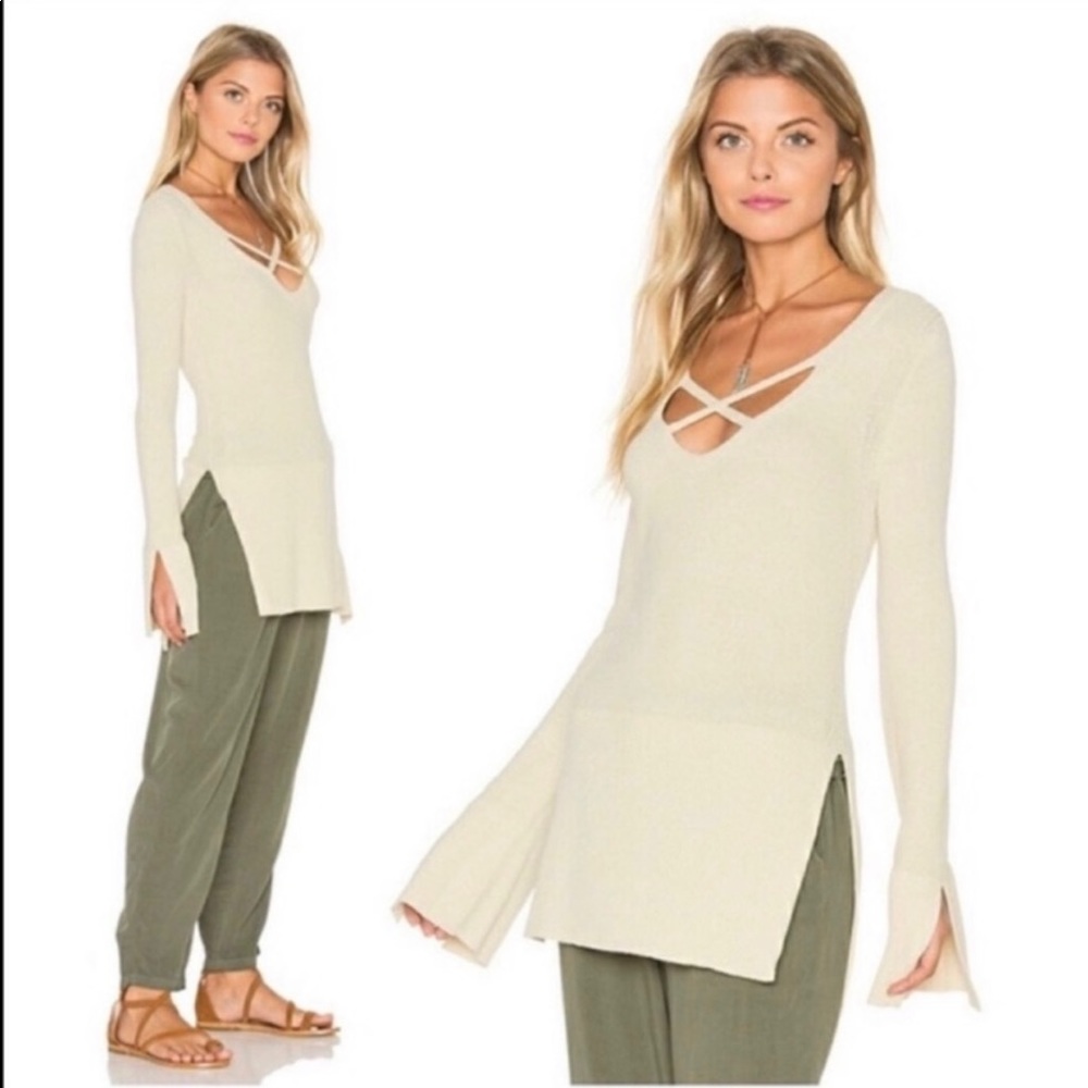Free People Criss Cross Long Vneck tunic